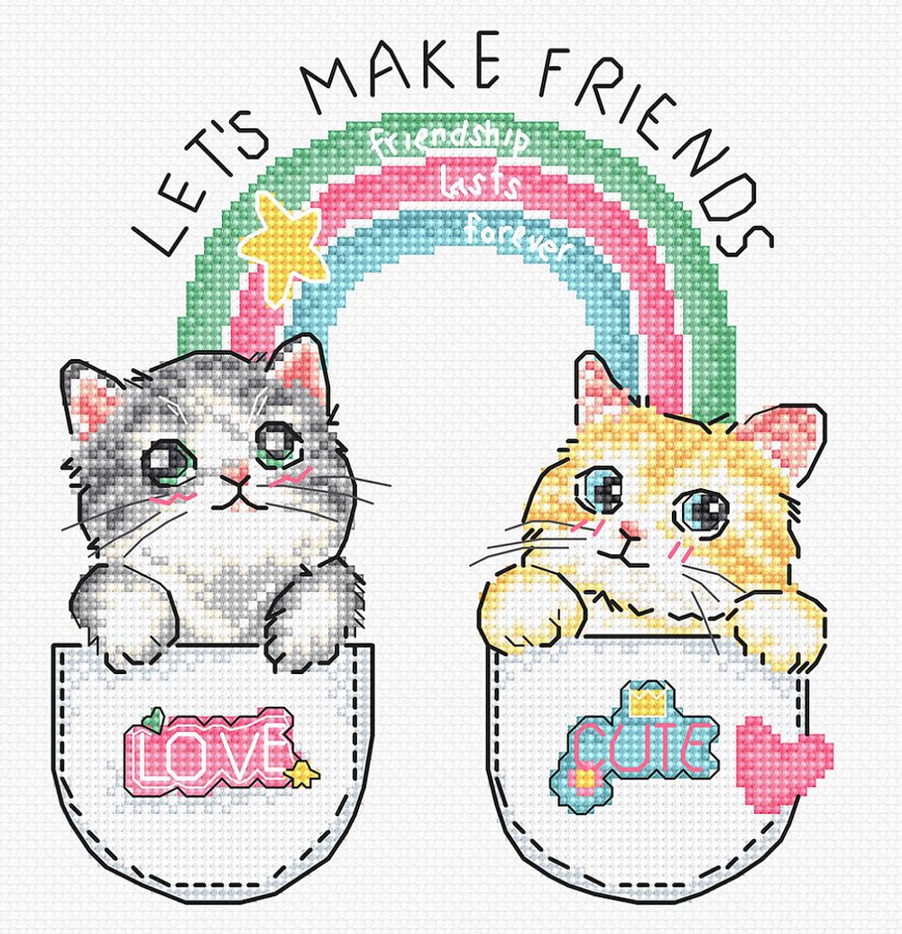 Набор для вышивания нитками LetiStitch, Давайте дружить! 14х16 см