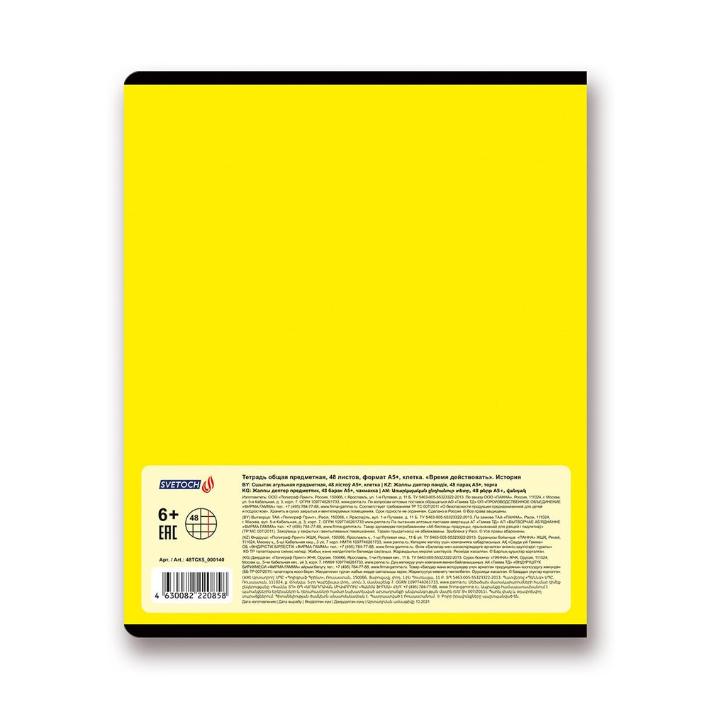 Тетрадь предметная Время действовать A5+ 48 л. на скобе, 10 шт, клетка, История 48ТСК5 000140, Светоч