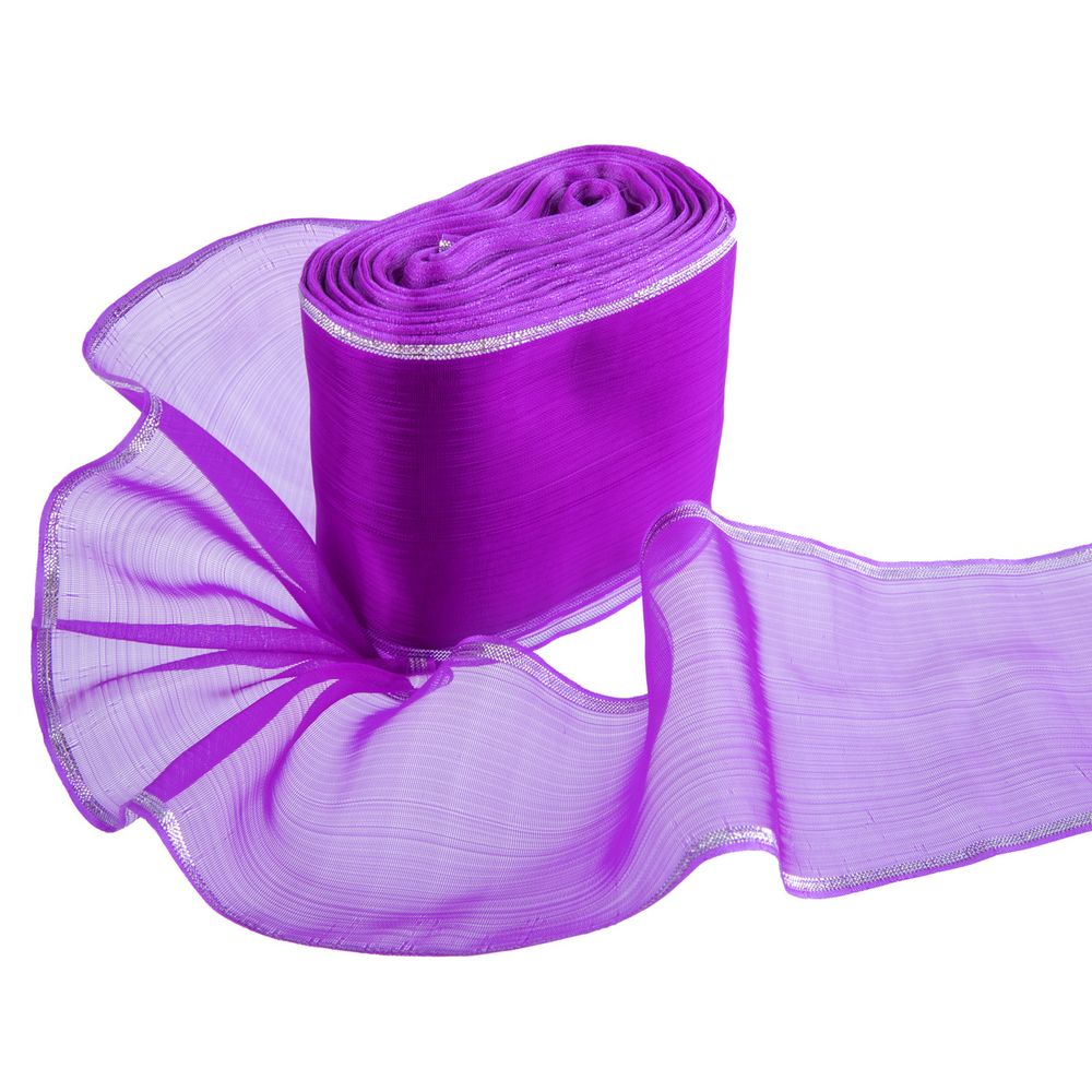 Лента капроновая для бантов 75 мм, / 25 метров, с метал. кромкой, фиолетовый/ под серебро, Gamma С 3502 с метал. кромкой