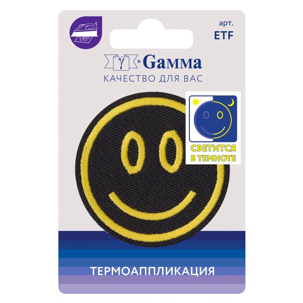 Термоаппликация №05, 1 шт, 02-503 Смайл 5.6х5.6 см, Gamma ETF
