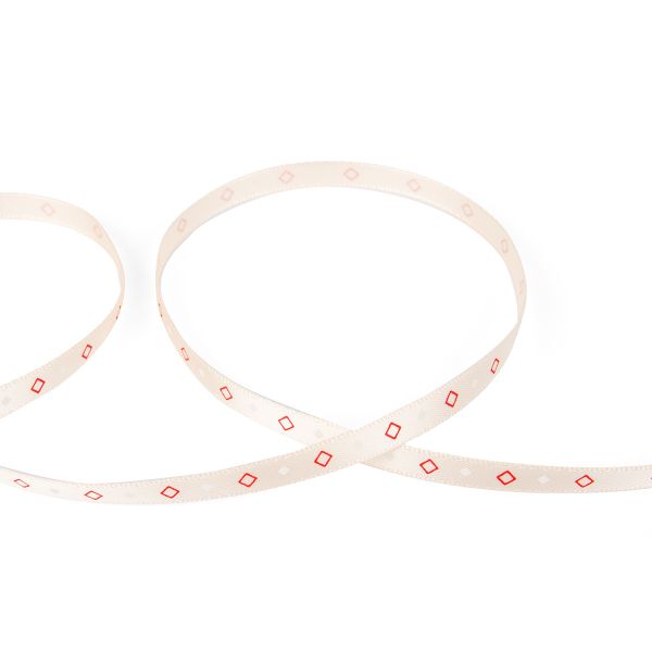 Лента атласная с рисунком _6.0 мм / 22.8 метров, R3/007 ромбики/персиковый, Gamma ALP-062