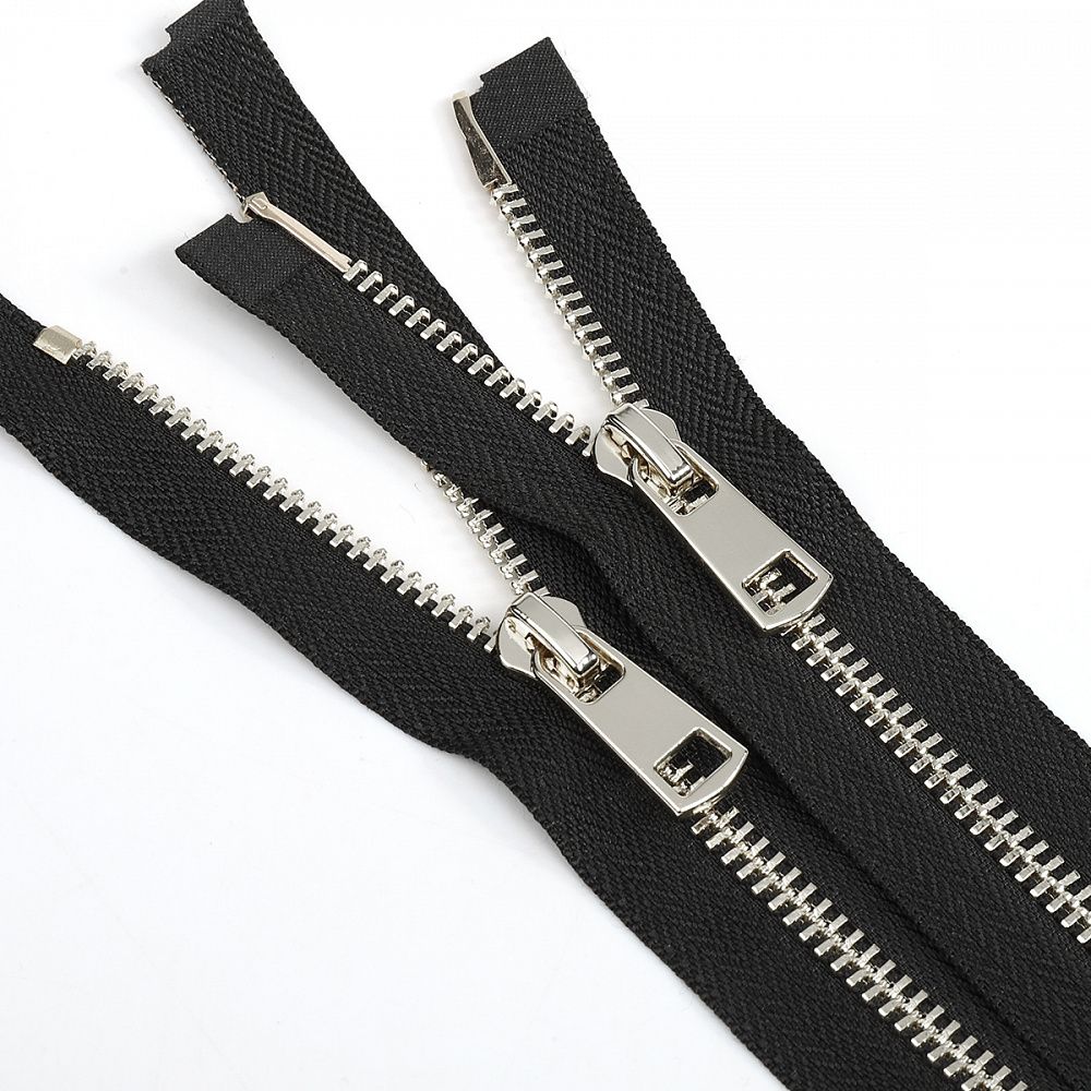 Молния металл Т5 (5 мм) 2 зам., разъем., 110 см, никель, титан, цв.F322 черный, 10 шт, Mzipp Молния металл Т5 (5 мм) 2 зам., разъем., 110 см, никель, титан, цв.F322 черный, 10 шт, Mzipp