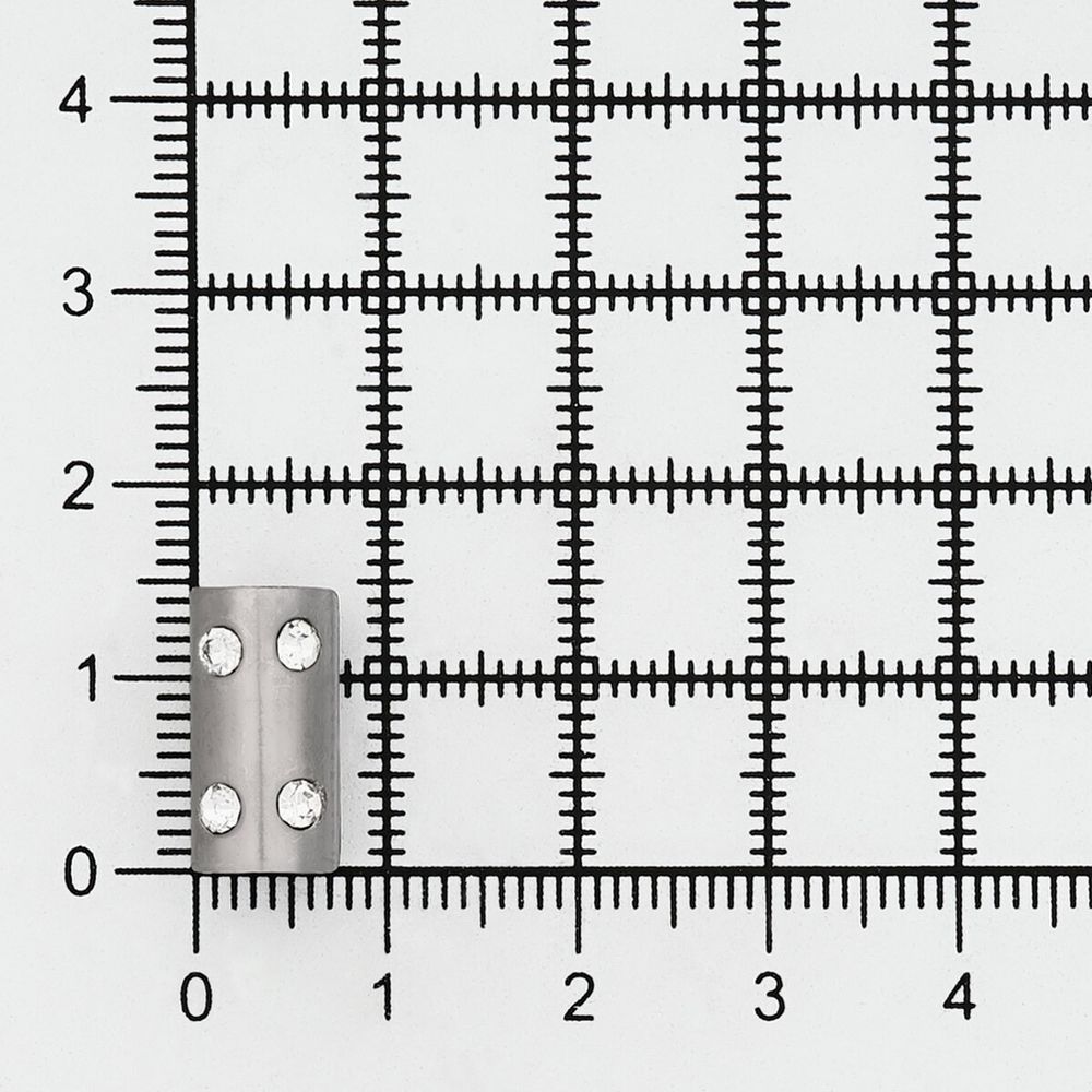 Наконечник для шнура металл цилиндр со стразами ⌀2,5/4,5 мм, 14,5х8 мм (чер.никель), 20 шт