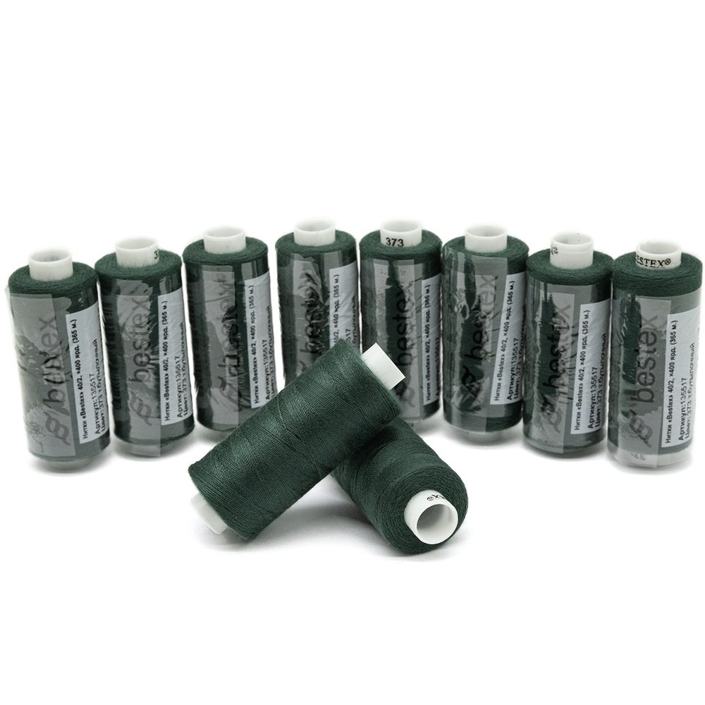 Нитки швейные бытовые Bestex 40/2, 365 м (400 ярд) / 10 кат., 373 зеленый мох