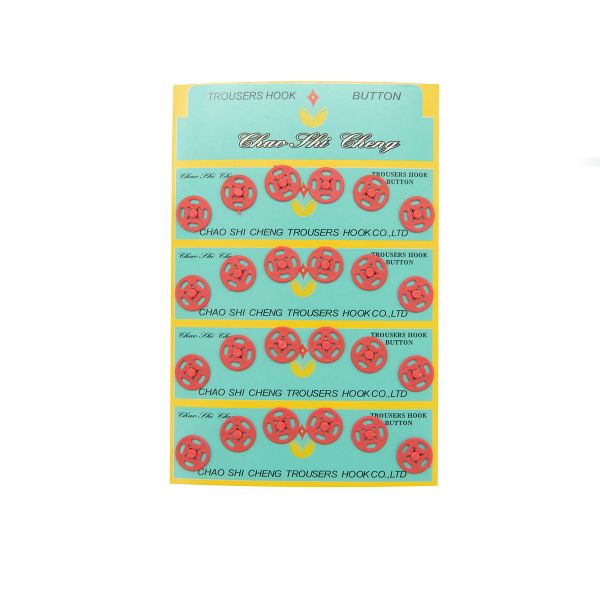 Кнопка пришивная пластик ⌀13.0 мм, 24 шт, блистер, красный, CSC 27452