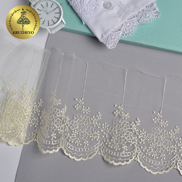 Кружево на сетке широкое 100 мм, TR.3657, цв.02 молочный уп.9м, Kruzhevo