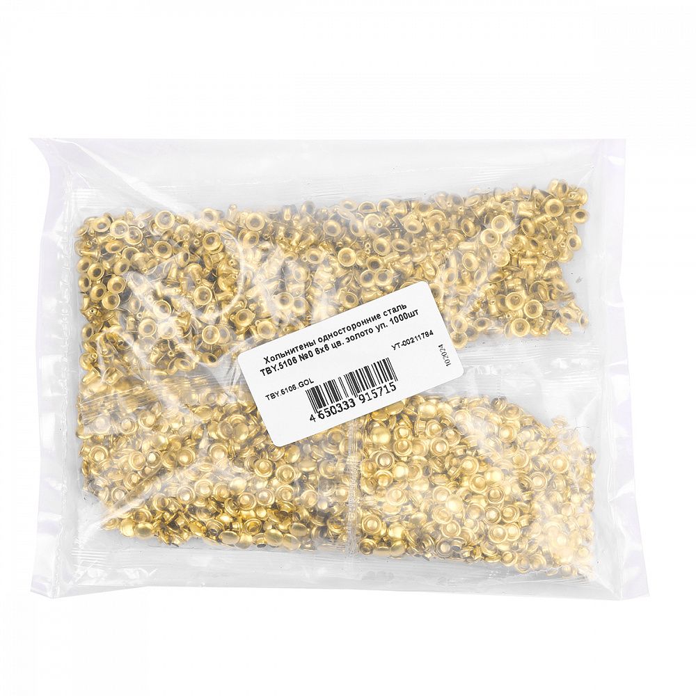 Хольнитены односторонние сталь 6х6 мм, №0, TBY.5106 цв. золото уп. 1000 шт, TBY