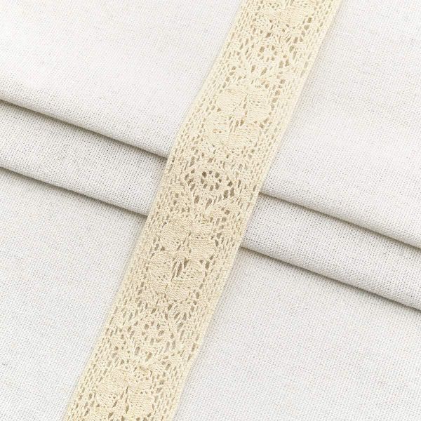 Тесьма отделочная 34 мм / 18.2 метра, А7056 хлопок, вязаная, бежевый, 21228