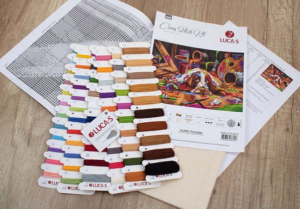 Набор для вышивания нитками Luca-S, Щенок Пикассо 40х29 см