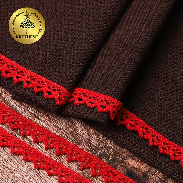 Кружево вязаное (тесьма) 10 мм / 10 метров, 5036.31 цв.31 красный, 10 м, Kruzhevo