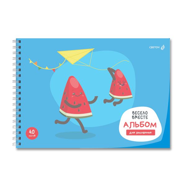 Альбом для рисования с пластик. обложкой 180 мкм, цветной титул лист 100 г/м², A4 29х20.5 см, 40 л. на гребне 5 шт, 01544 Ты и я - лучшие друзья, Светоч А207