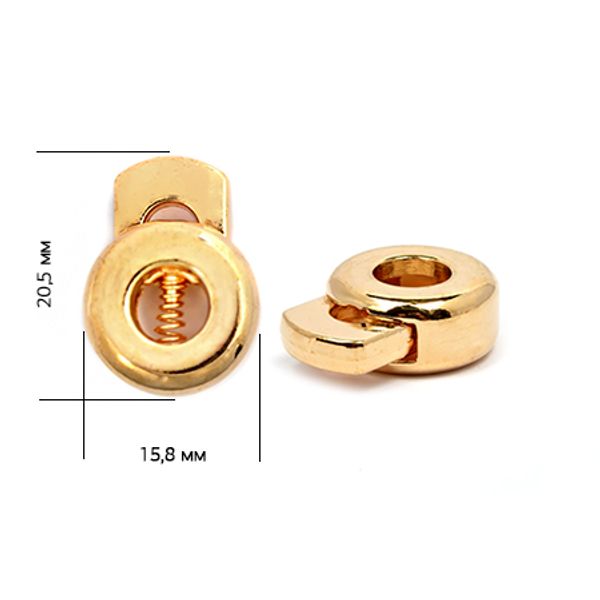 Фиксатор (зажим) для шнура металл 1 отв., 15.8х20.5 мм, (in ⌀4 мм), OR.0305-5172, цв. золото, уп. 100 шт
