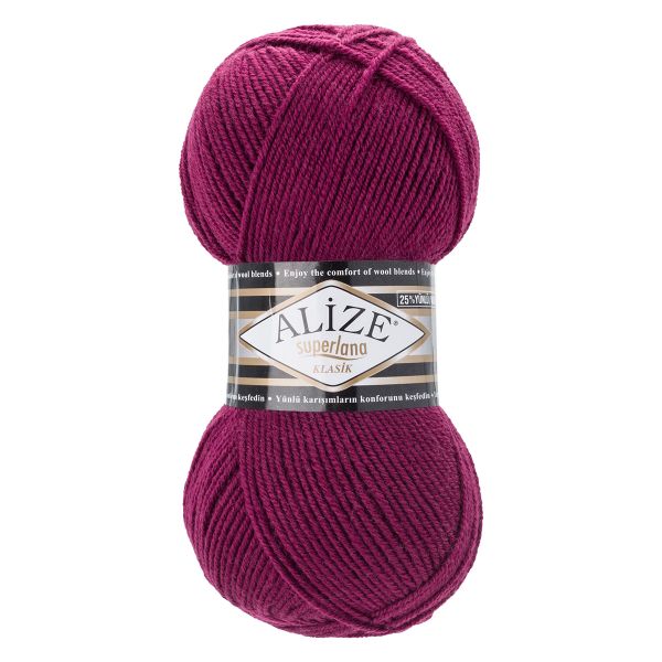 Пряжа Alize (Ализе) Superlana klasik / уп.5 мот. по 100 г, 280м, 286 фуксия