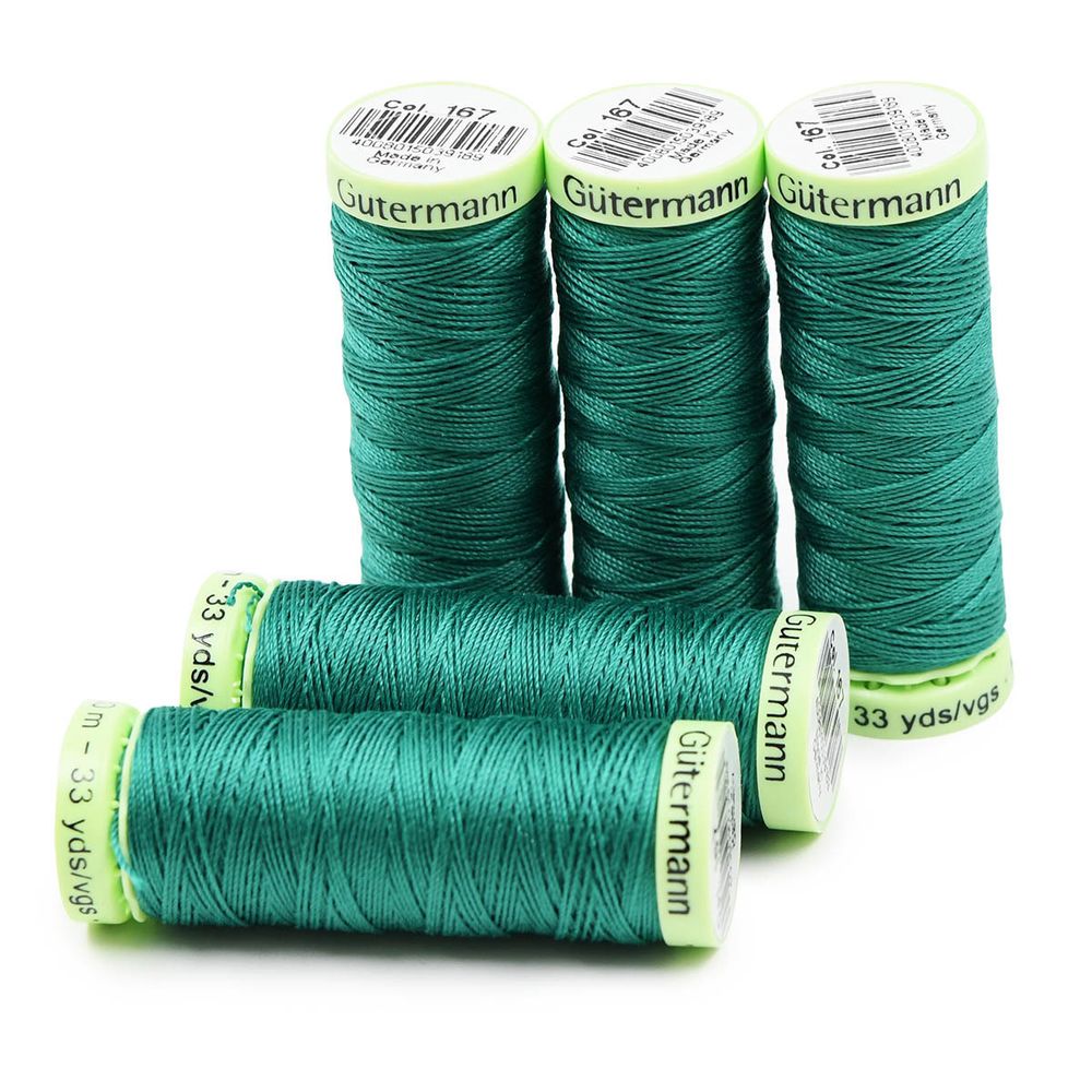 Нитки отделочные Gutermann Top Stitch, 30м, 167 нефритовый, 5 катушек