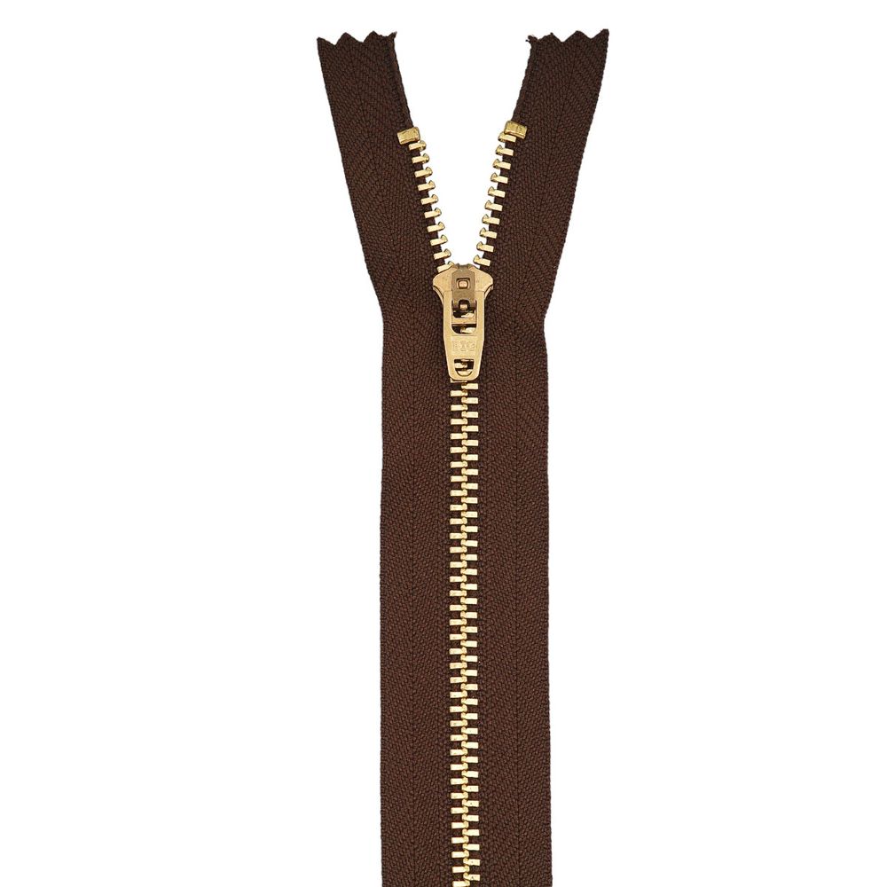Молния металл джинсовая Т5 (5 мм) 1 зам., н/раз., 18 см, коричневый, 39128/18-3, 10 шт