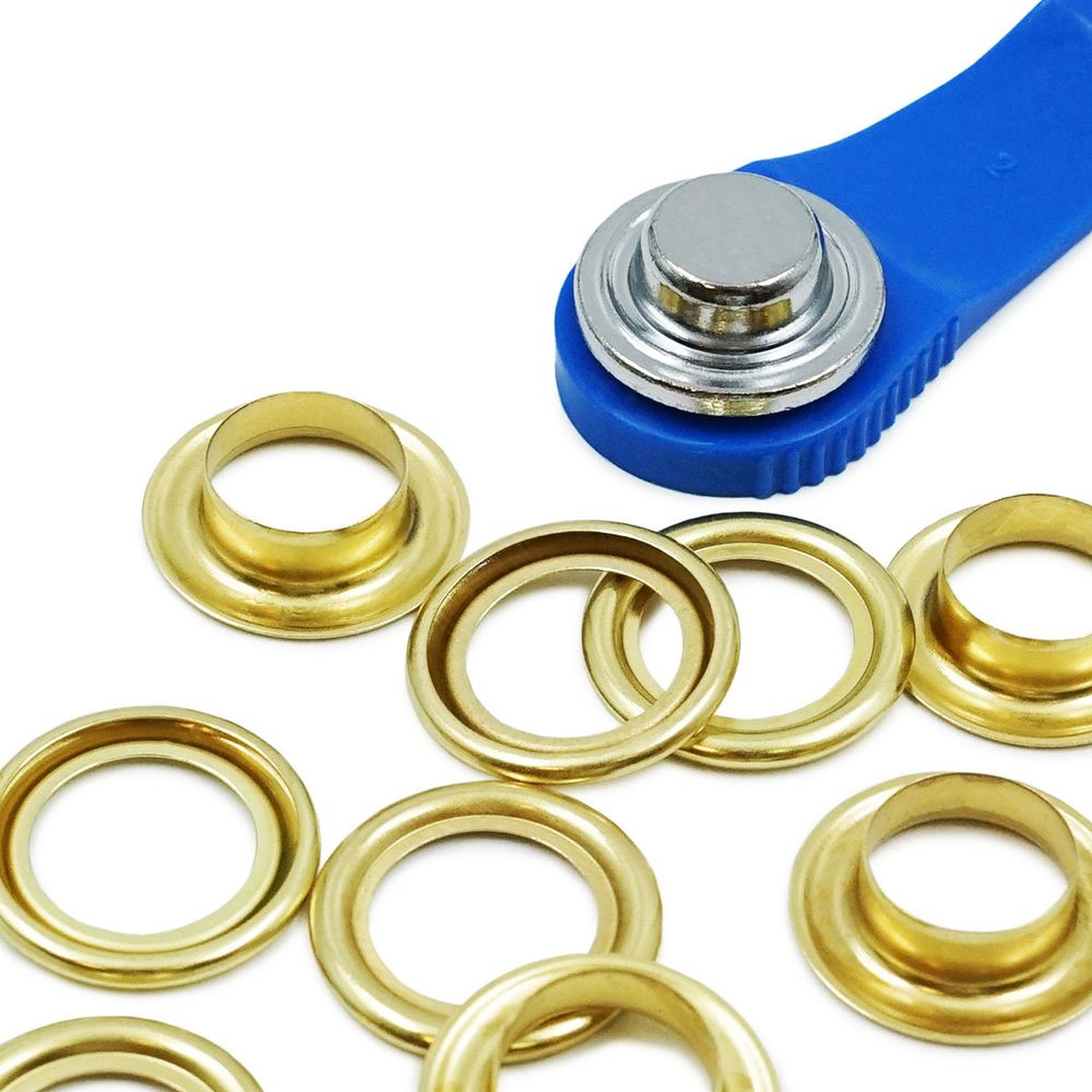 Люверсы металл ⌀14.0 мм (внутр.) с инструментом для установки, золото, Prym, 10 шт