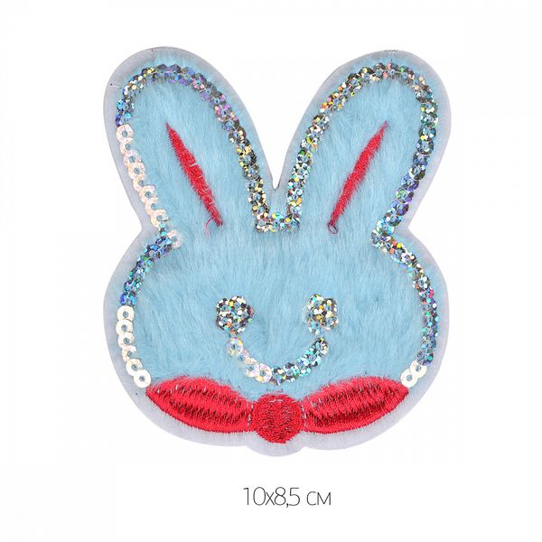 Термоаппликация Зайка голубой 10х8,5см, 10 шт