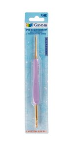 Крючок для вязания двухсторонний металл ⌀2.0 -4.0 мм, 13.5 см, пластик, с прорезиненной ручкой, Gamma RHD