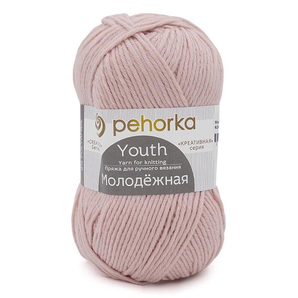 Пряжа Пехорка Молодежная / уп.5 мот. по 100 г, 280 м, цв.868 пудра