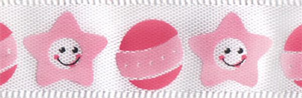 Лента атласная с рисунком 12.0 мм / 22.8±1 метра, G4/001 звезды/белый, Gamma ALP-124