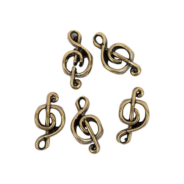 Бусины латунь 9х17х6 мм, 20 шт, №1 Скрипичный ключ, Zlatka PND-31