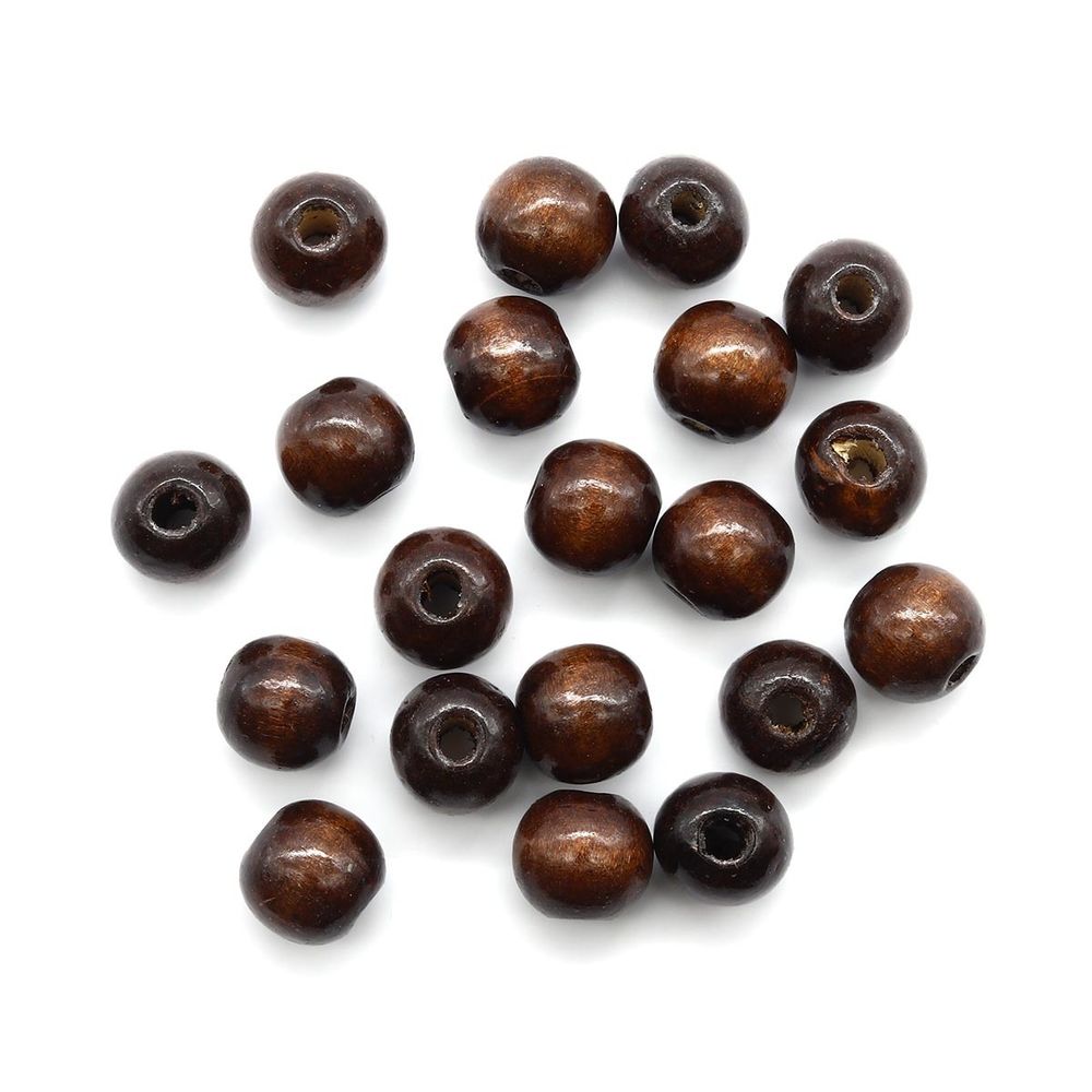 Деревянные бусины круглые, 16 мм, упак. 50 гр, Астра, т.коричневый
