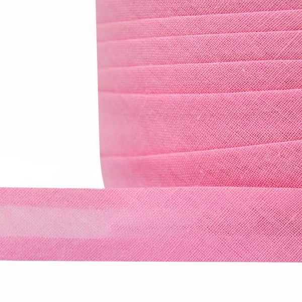 Косая бейка хлопковая 15 мм / 132±1 метра, BS, ≈2.48 г/м², F141 розовый