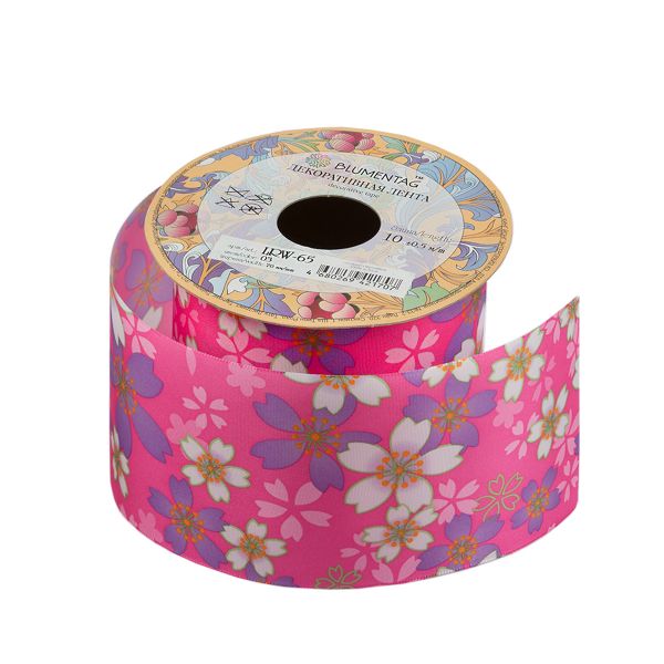 Лента декоративная 70 мм / 10±1 метров, 03 розовый, Blumentag LRW-65