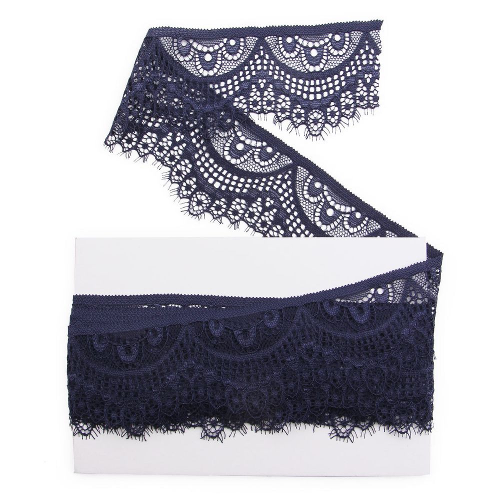 Кружево эластичное (стрейч) 60 мм / 13.71 метра, C147 индиго