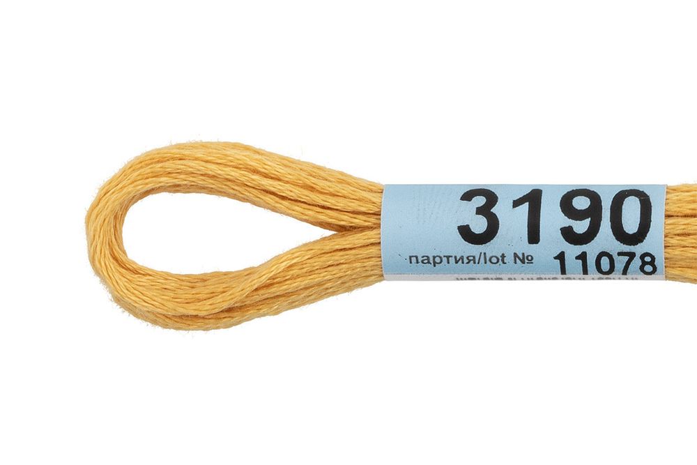 Мулине Gamma 100% хлопок, цв.3190 гр.желтый, 24 мотка по 8 метров