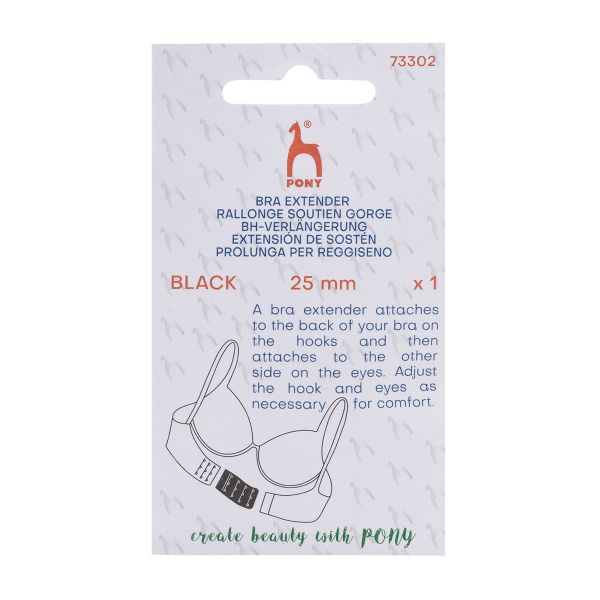 Удлинитель застежки для бюстгальтера 3*2, 25 мм, черный, 1 шт, Pony, 73302