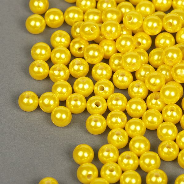 Бусины пластик (перламутр) ⌀8 мм, цв.A08 лимон, уп.500г (2130 шт), Magic4Hobby