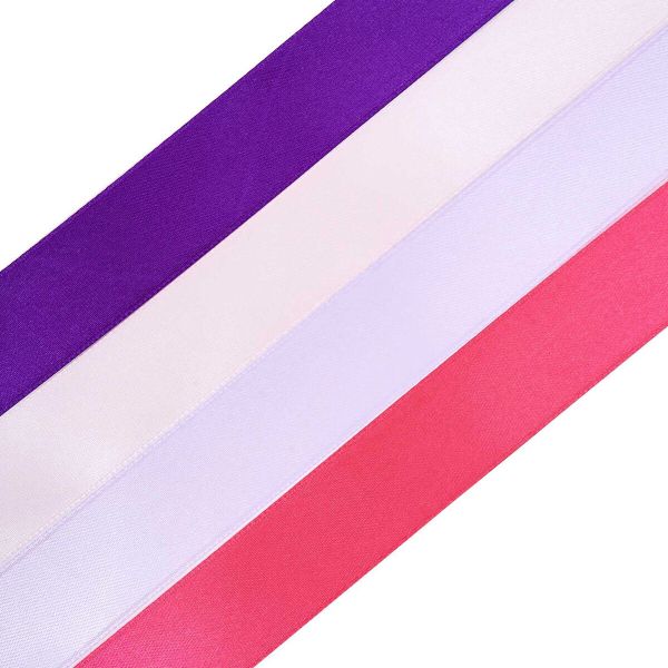 Набор атласных лент 4 цвета по 25.0 мм / 23 метра, розово-фиолетовый микс