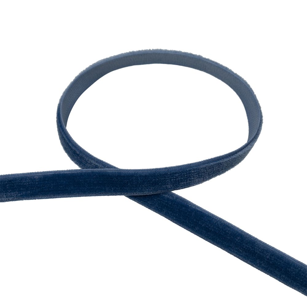 Лента бархатная (тесьма) эластичная 6.0 мм / 16.5±0.5 метра, №601 (19-4030) т.синий, Blitz VRE-06