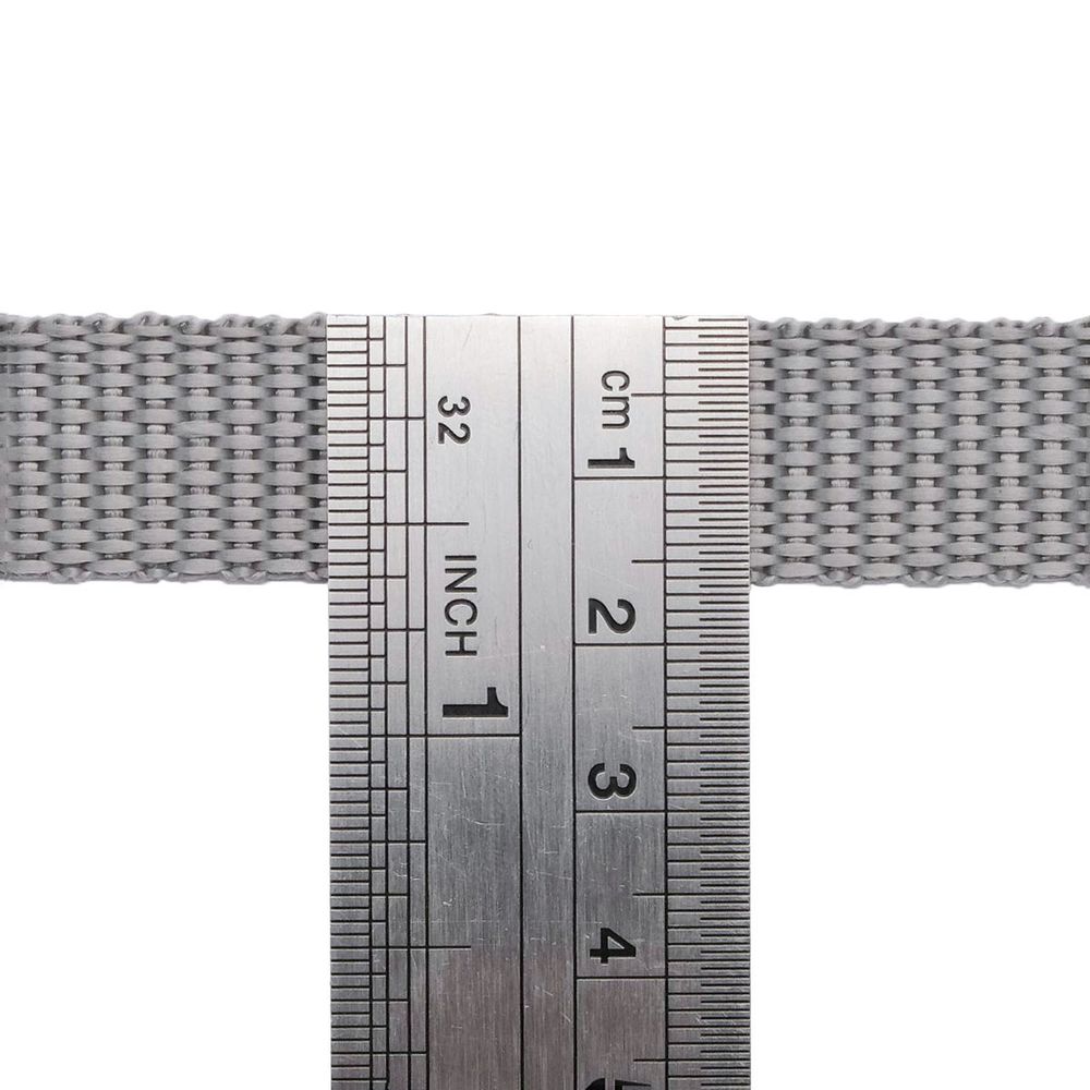 Стропа (ременная лента) 15 мм / 25 метров, толщ. 1.0 мм, [7.9 г/пог.м], 100% п/п, 33 серый
