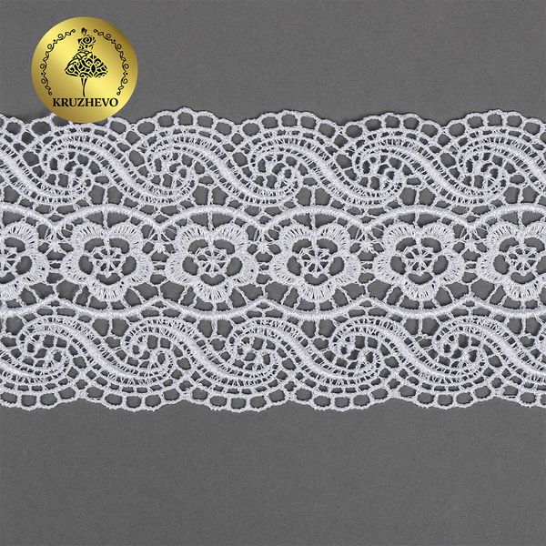 Кружево гипюр (плетёное) 95 мм, TR.8G8297 цв.01 белый уп.9м, Kruzhevo