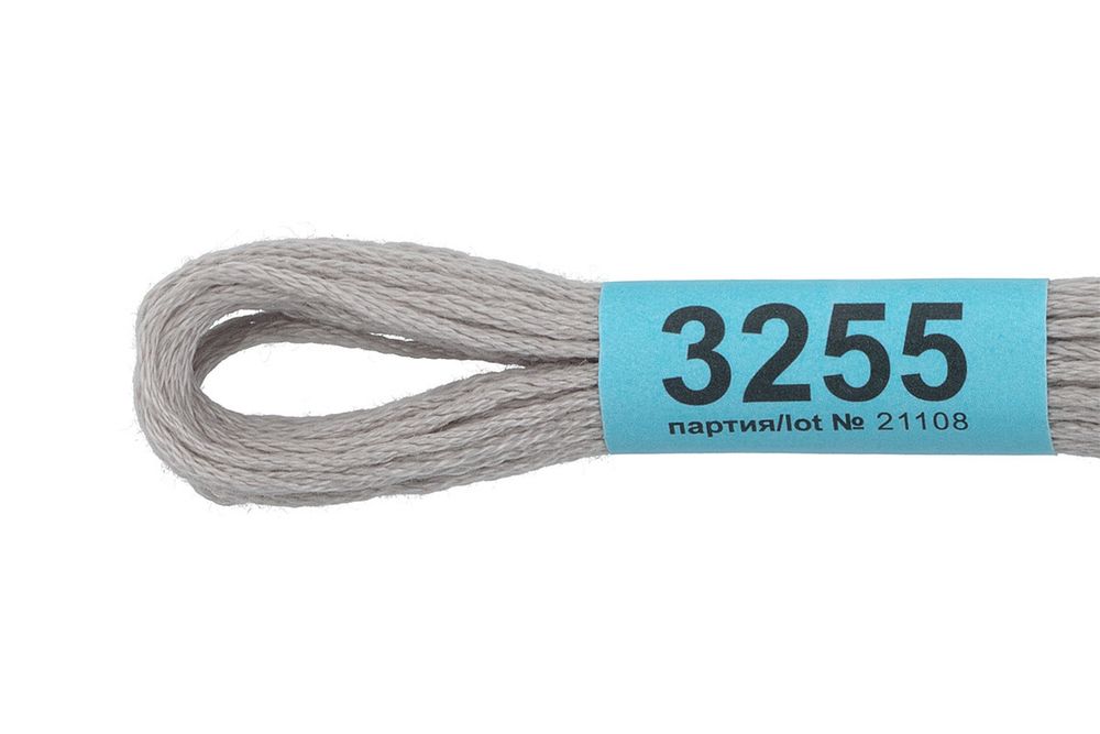 Мулине Gamma 100% хлопок, цв.3255 св.серый, 24 мотка по 8 метров