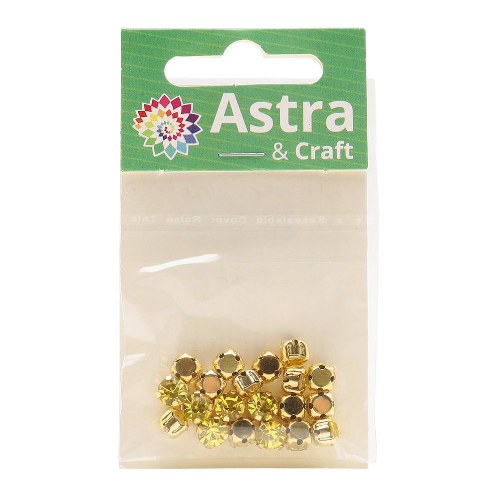 Хрустальные стразы в цапах круглые (золото) цитрин 6х6 мм, 20 шт/упак. Astra&Craft, ЗЦ017НН66