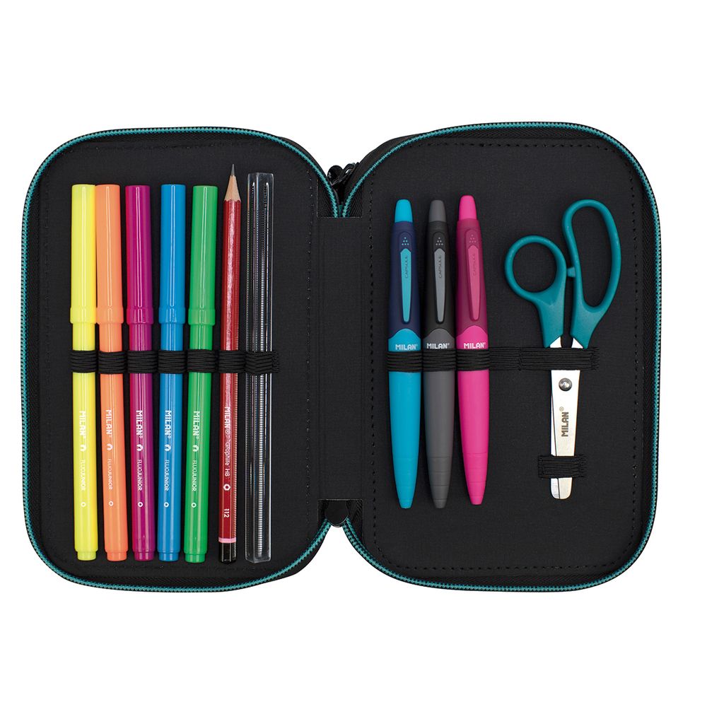 Пенал на молнии трехярусный с наполнением 19,5*13*7,5 см, 081364SN1GR, Milan 081364SN1GR