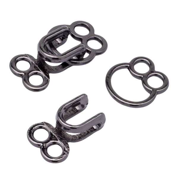 Крючки пришивные декоративные 12х22 мм, pewter, олово, чер.никель, 12 шт