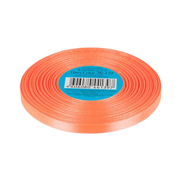 Лента атласная 1-сторонняя 6.0 мм / 33±2 метра, 125 красно-оранжевый, Gamma