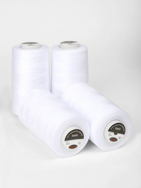 Нитки швейные Max 40/2, 4570 м (5000 ярд), 001 белый / 2 бобины