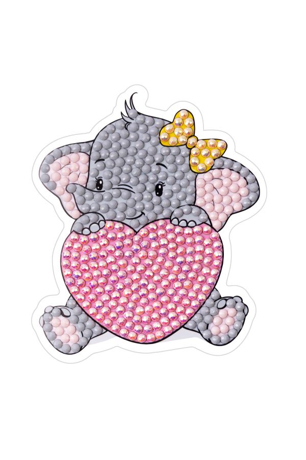 Алмазная (кристальная) мозаика Фрея, магнит Слоник, 7х8.5 см