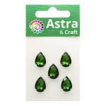 Хрустальные стразы в цапах формы капля, зеленый 10х14 мм, 5 шт., АЦ008НН1014