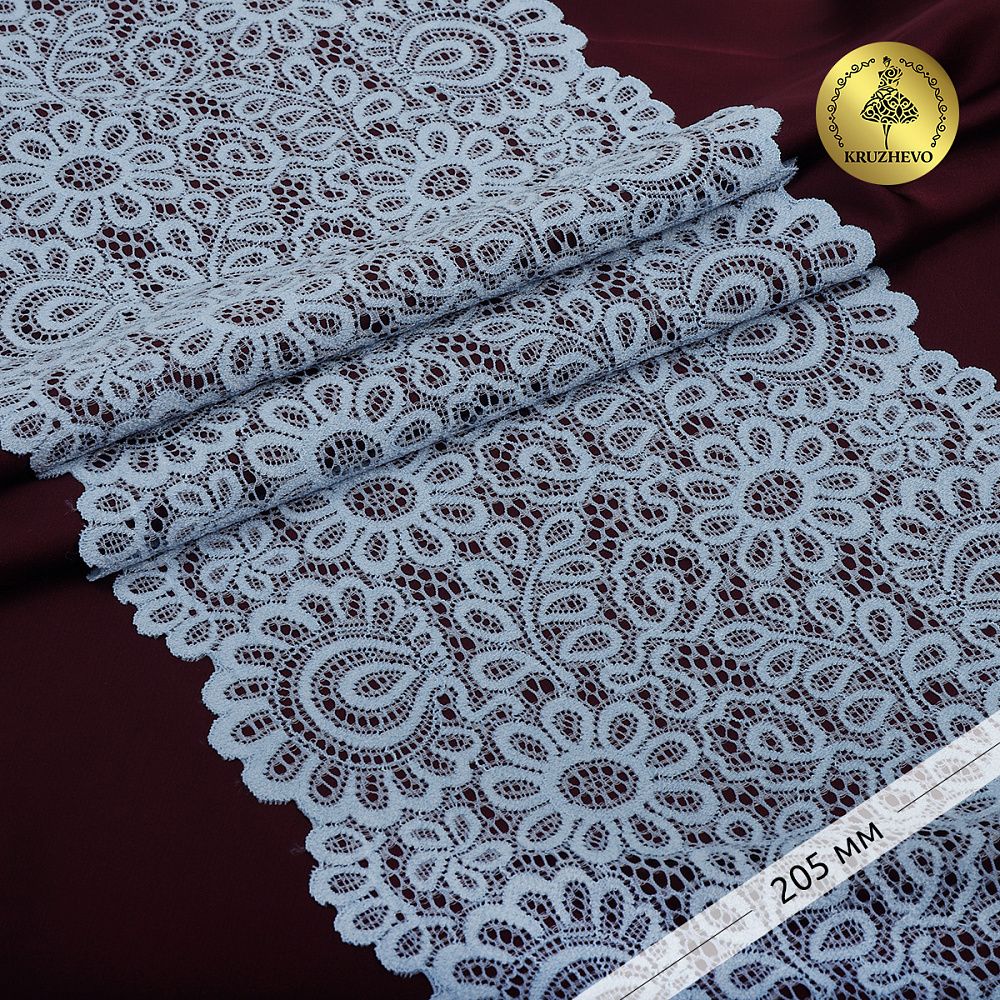 Кружево бельевое эластичное 205 мм / 3 м, TBY.YSTL00839, цв.L3090 голубой, Kruzhevo