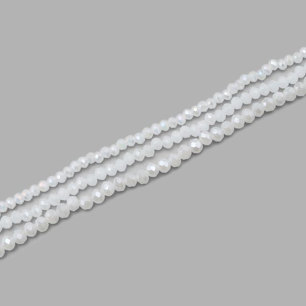 Бусины стекло ⌀2 мм, 3 мм, 4 мм, граненые, рондели, 3 нити по 38±1 см, микс, Astra&Craft, 36АВ белый воск АВ