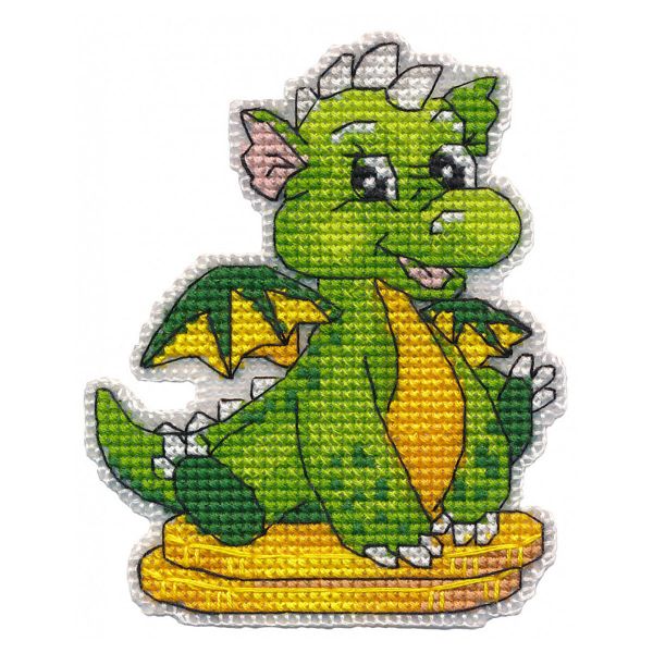 Набор для вышивания нитками Овен, магнит Дракончик 7.8х9.7 см