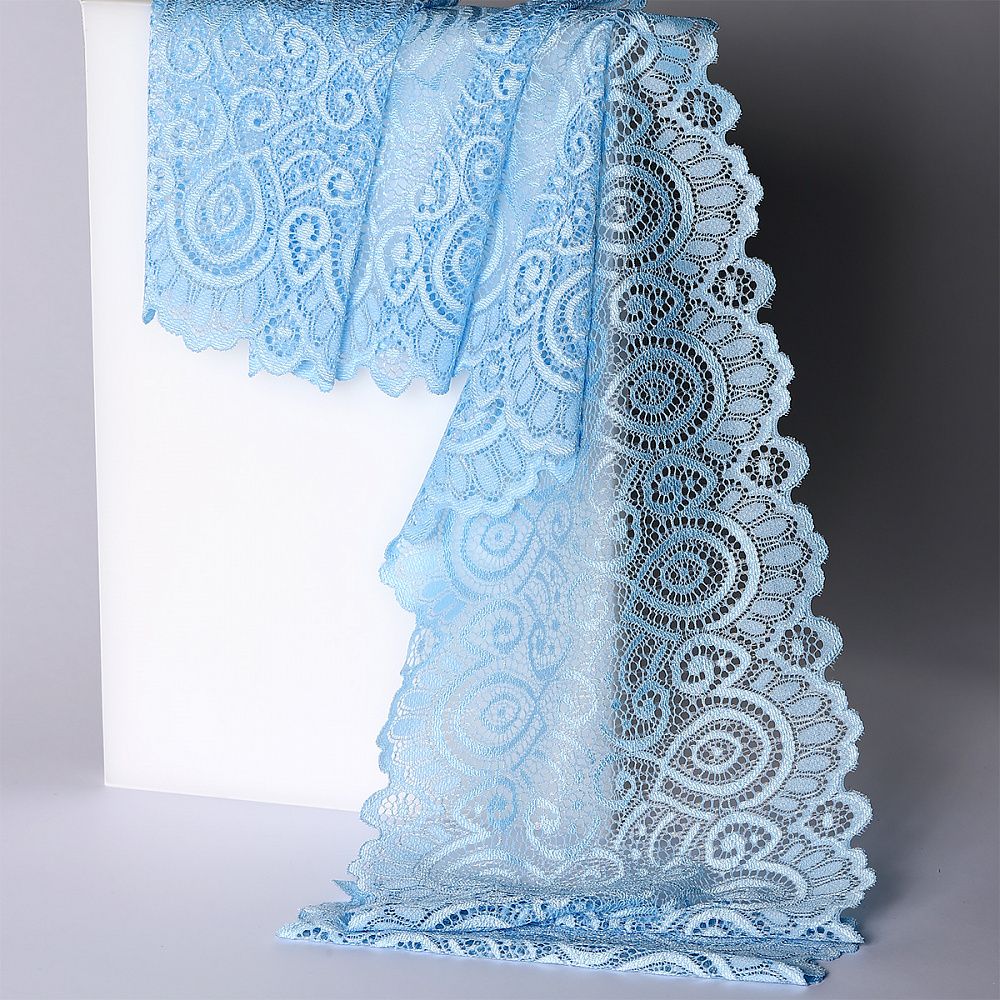 Кружево бельевое эластичное 180 мм / 3 м, TBY.L1351, цв.L3090 голубой, Kruzhevo