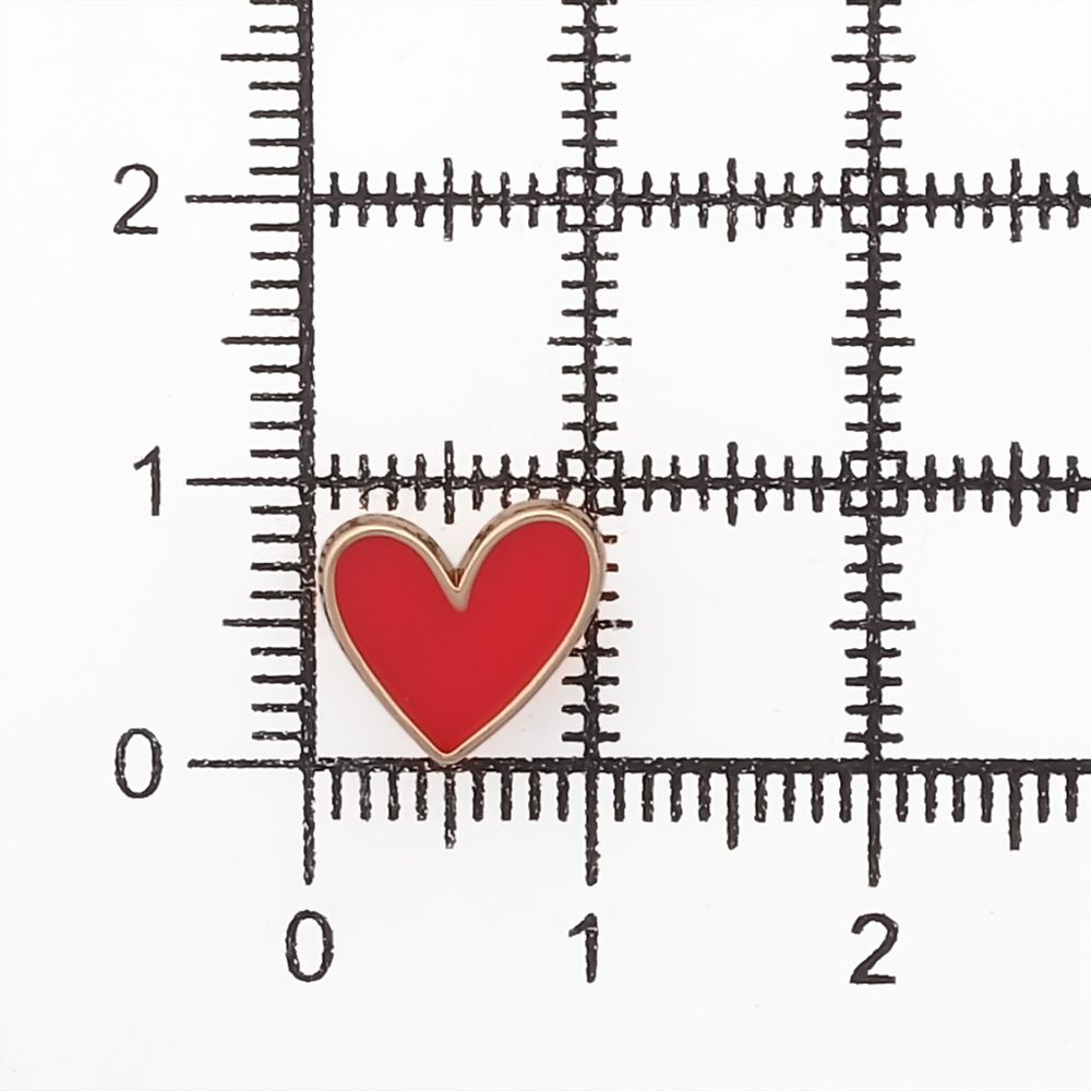 Пуговицы на ножке фигурная Сердце 16L (10мм), металл (Red/G (красный/золото)), MEs-2012, 36 шт