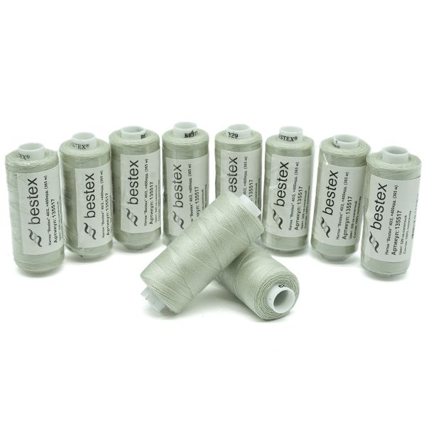 Нитки швейные бытовые Bestex 40/2, 365 м (400 ярд) / 10 кат., 329 серо-мятный